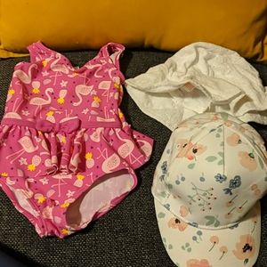 9-12 Month Summer Swimsuit and Hats